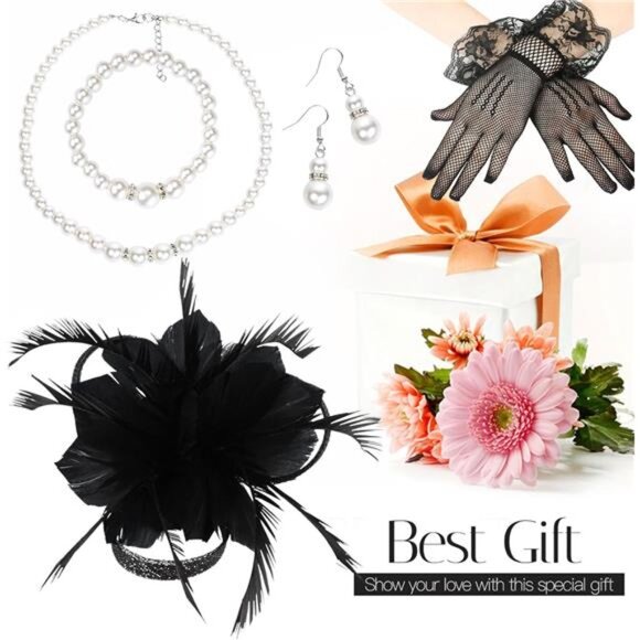 Fascinator Hat for Women Tea Party Derby Hat with Feather Funeral Headpiece - Picture 5 of 6